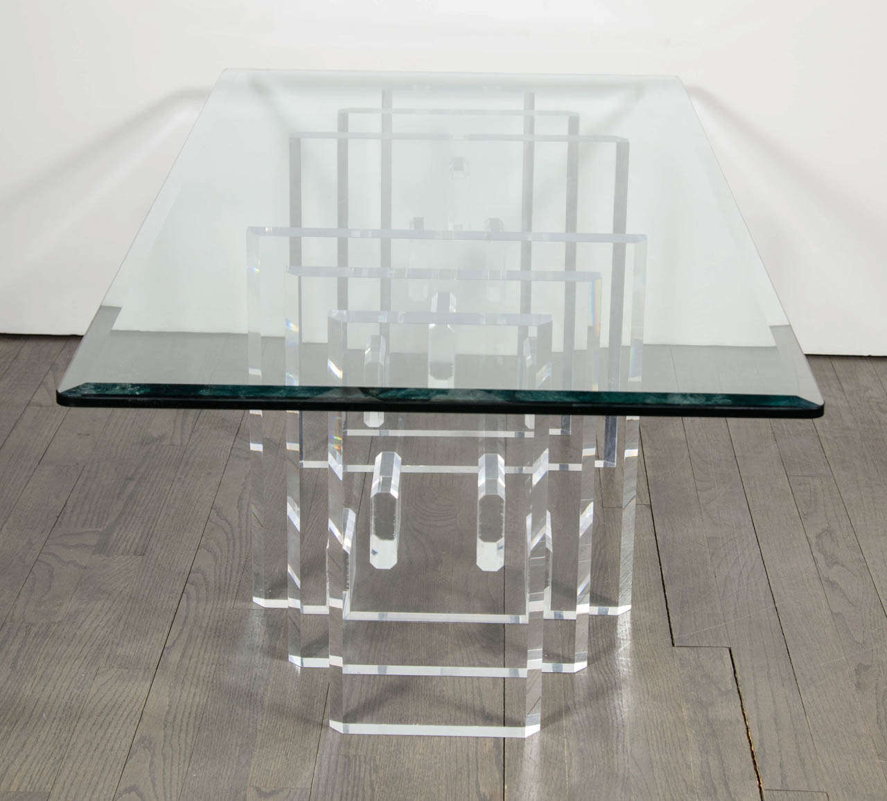 Sophisticated Mid-Century Modern Lucite and Glass Cocktail Table 1