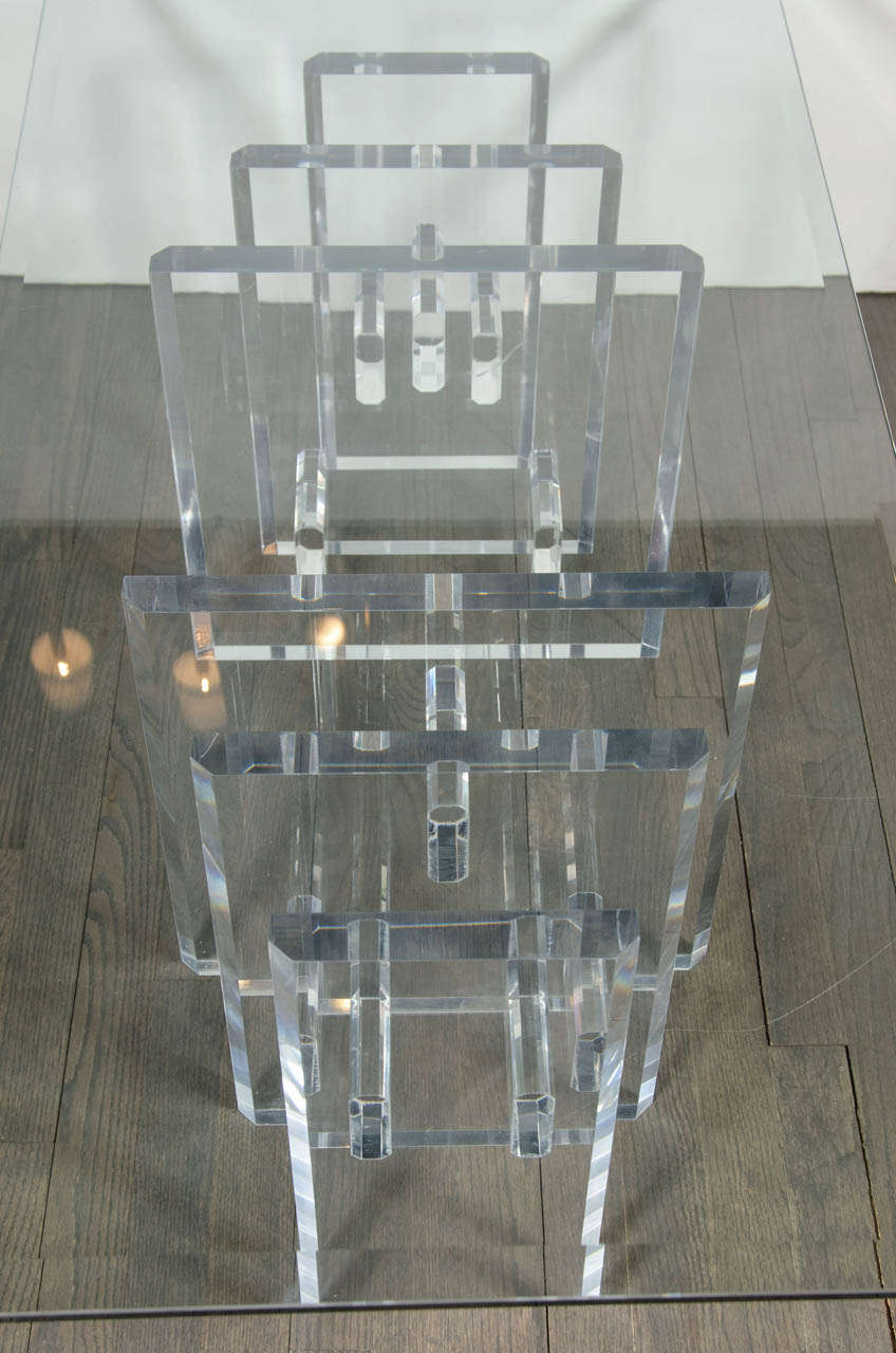 Sophisticated Mid-Century Modern Lucite and Glass Cocktail Table 3