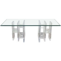 Sophisticated Mid-Century Modern Lucite and Glass Cocktail Table