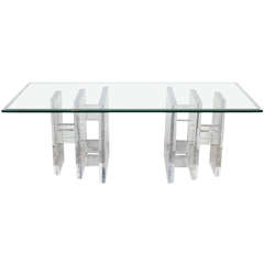 Sophisticated Mid-Century Modern Lucite and Glass Cocktail Table 6