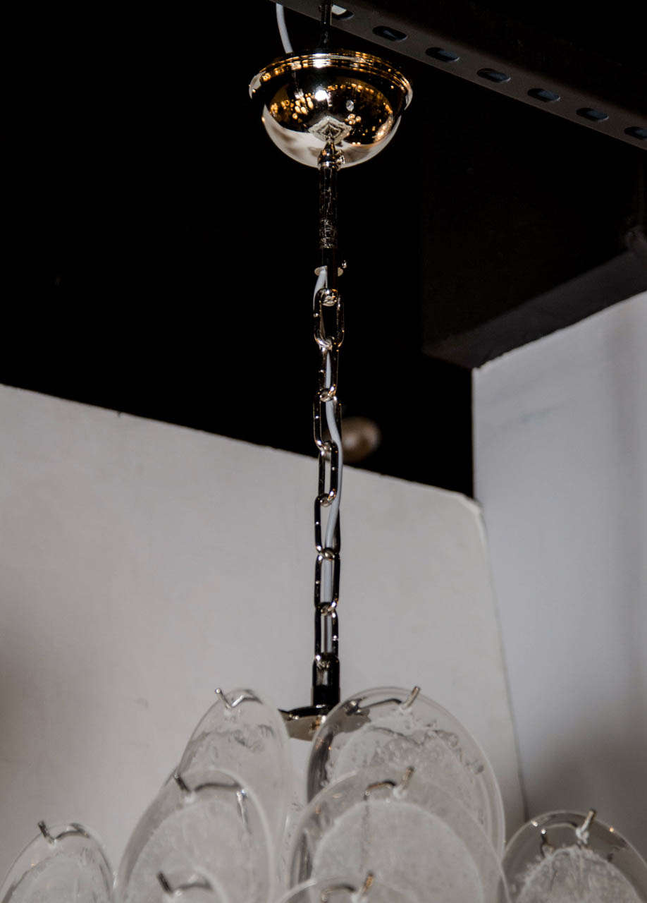 Pagodenscheiben-Kronleuchter aus klarem Muranoglas, modernistischer Stil im Zustand „Hervorragend“ im Angebot in New York, NY