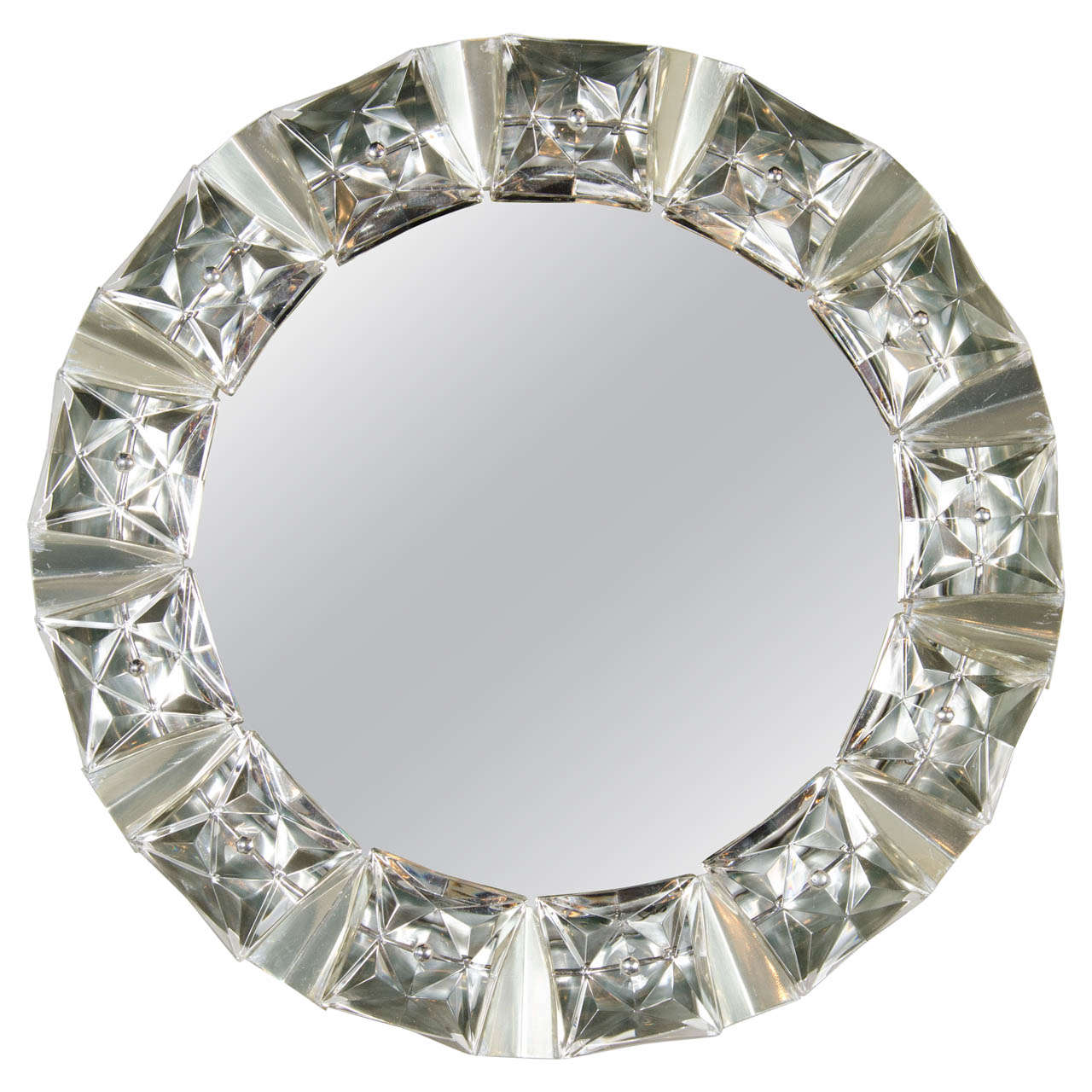 Illuminating MidCentury Inset Cut Crystal Mirror by Kalmar at 1stDibs