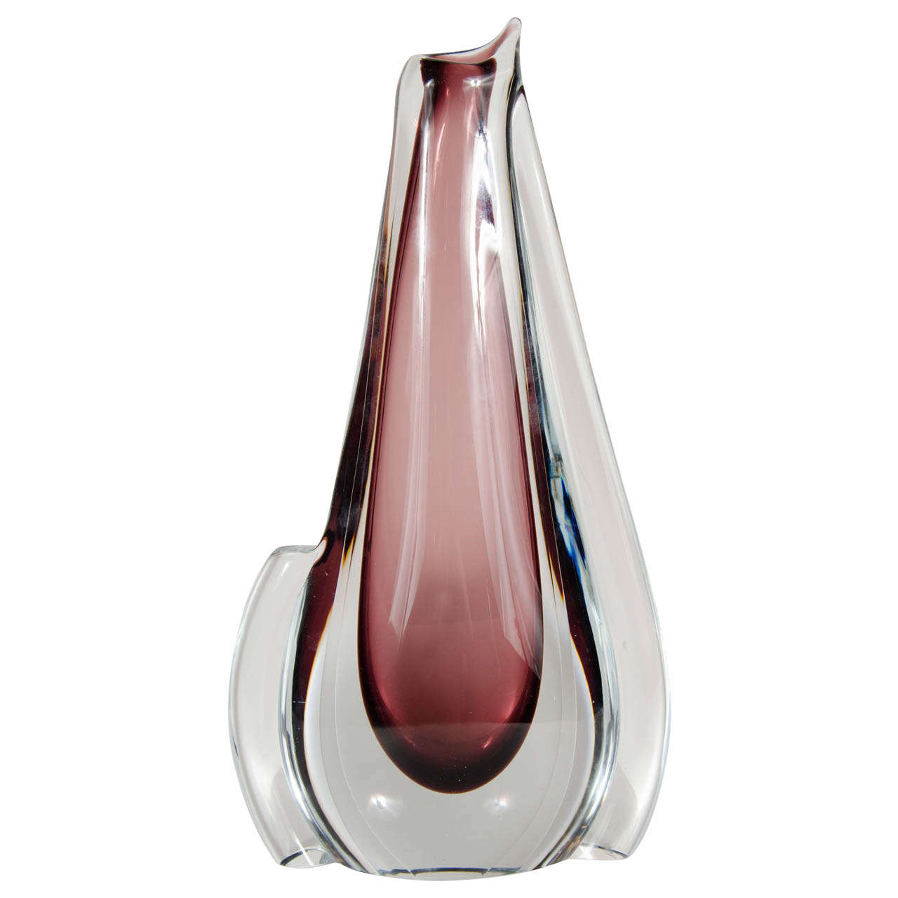 Twisted Teardrop Hand Blown Murano Glass Vase by Sommerso at