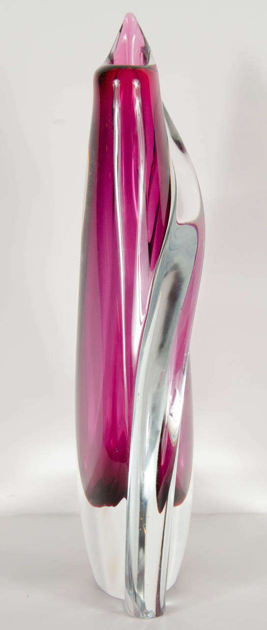 Stunning Twisted Teardrop Hand Blown Murano Glass Vase by Sommerso at