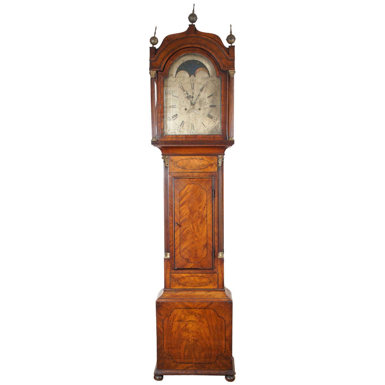 19th Century English Mahogany Long-Case Clock For Sale