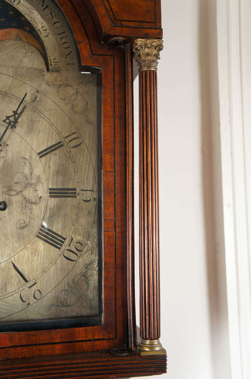 19th Century English Mahogany Long-Case Clock For Sale 1