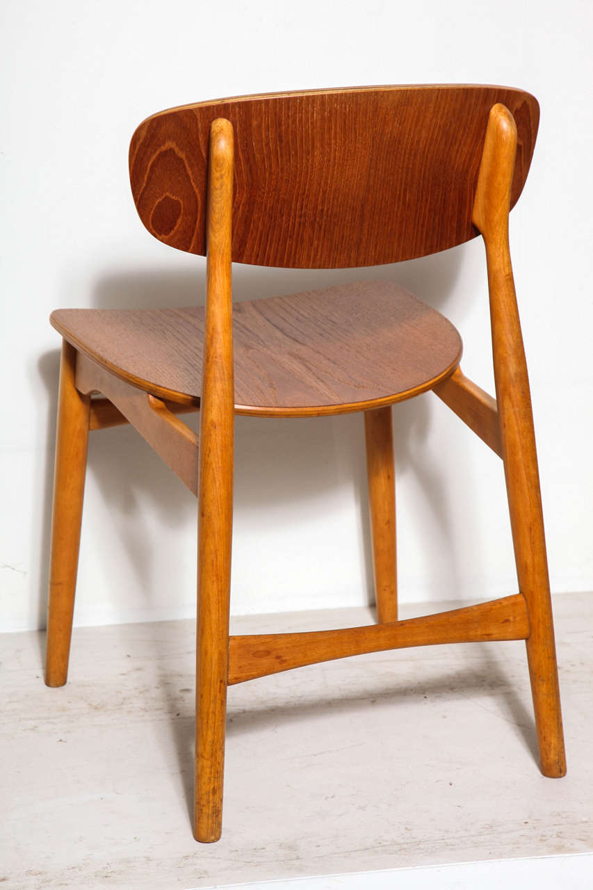 Beech Ib Kofod Larsen Teak Dining Chairs, Set of 4