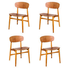 Ib Kofod Larsen Teak Dining Chairs, Set of 4
