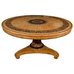 Regency Ebony-inlaid, Burr Elm Center Table Attributed to George Bullock