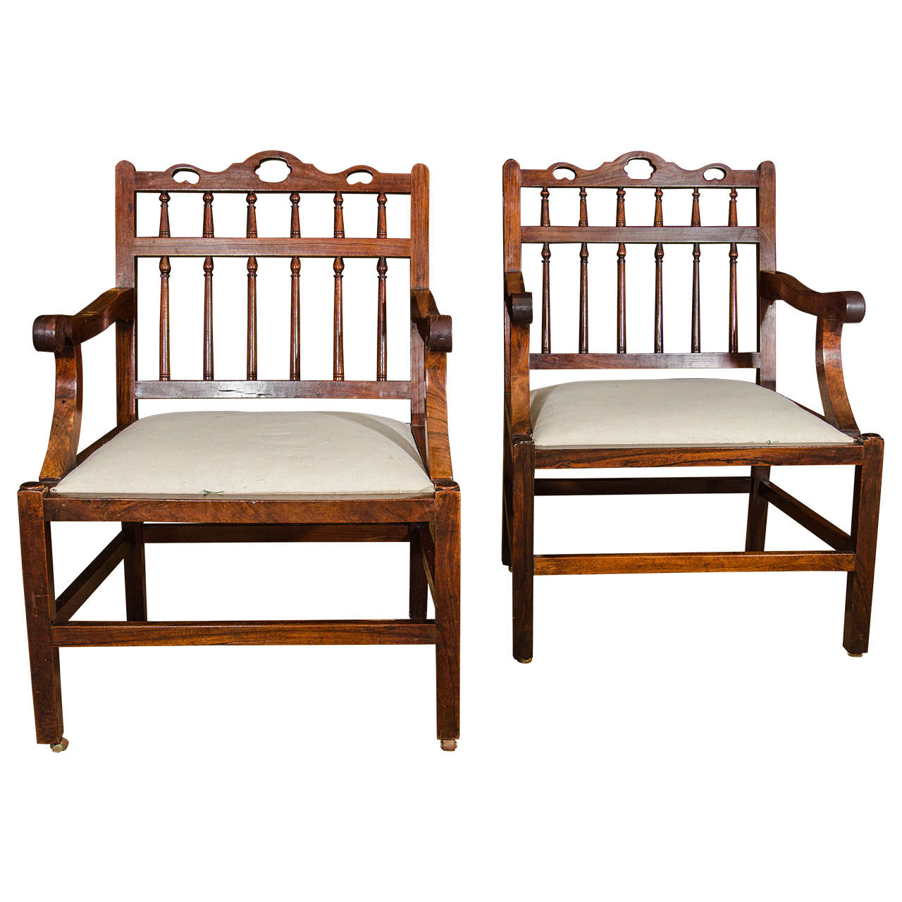 A Pair of Chinese Export Rosewood Low Armchairs For Sale