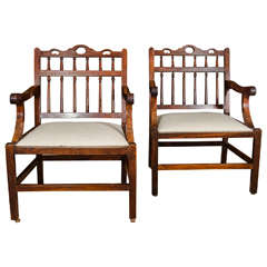A Pair of Chinese Export Rosewood Low Armchairs