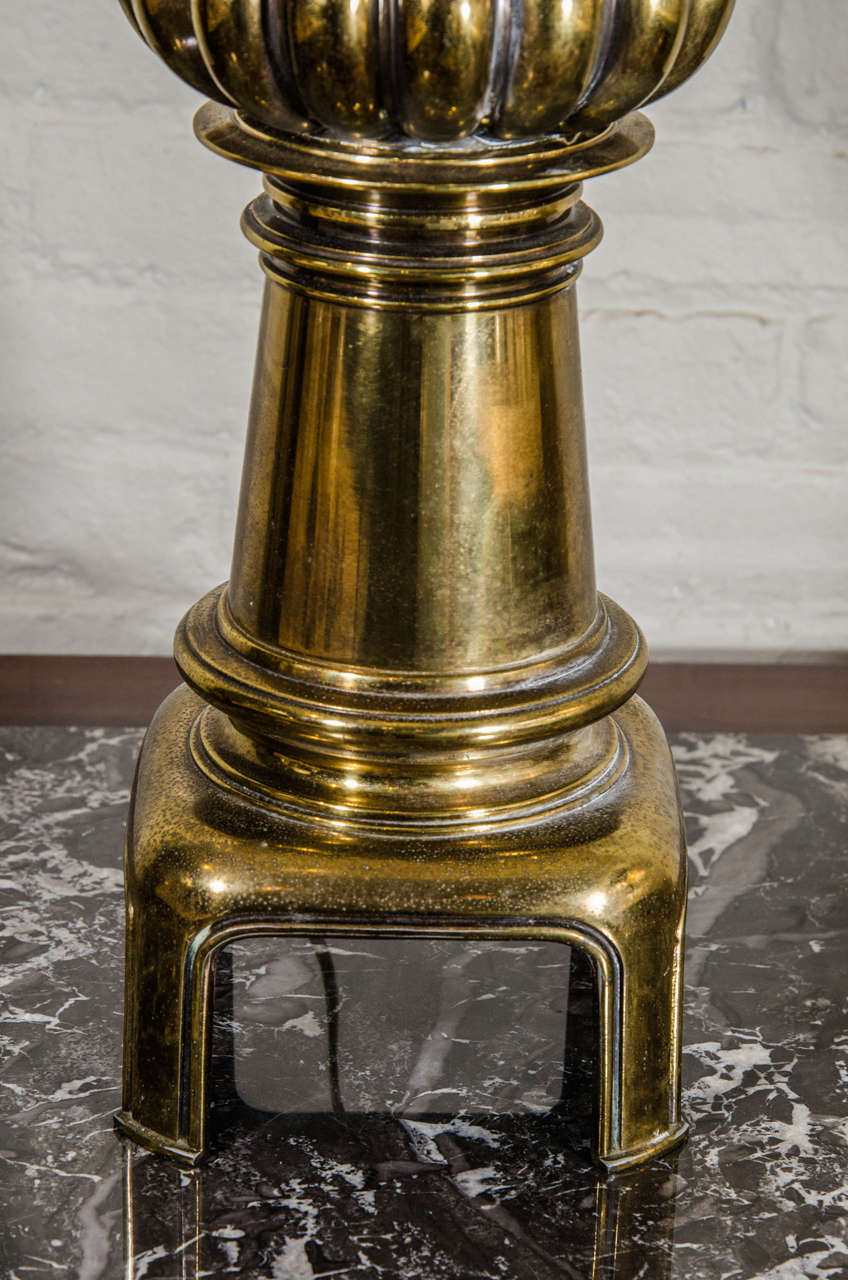 Moorish Pair of Moroccan Inspired Brass Lamps For Sale