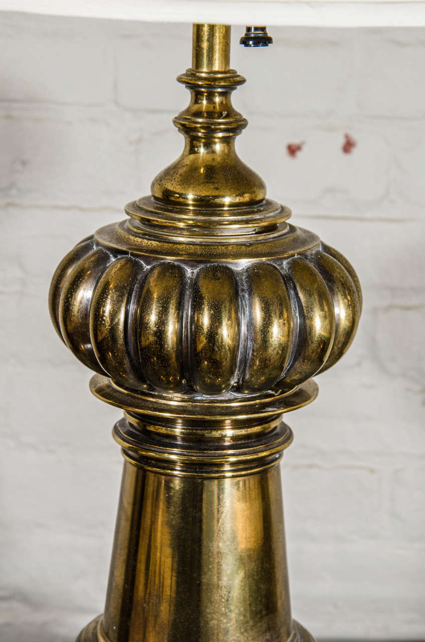 American Pair of Moroccan Inspired Brass Lamps For Sale