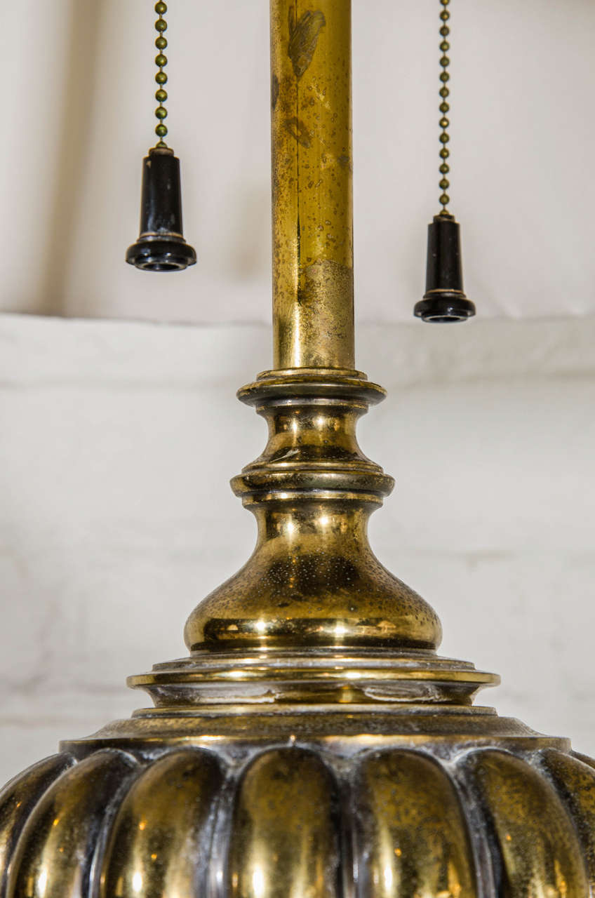 Pair of Moroccan Inspired Brass Lamps For Sale 1