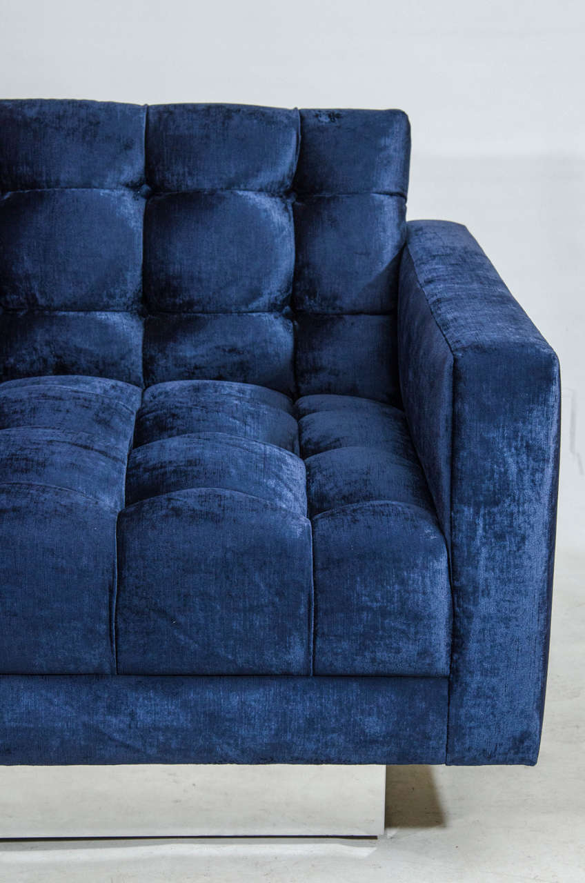 American Gorgeous Velvet Floating Tufted Sofa For Sale