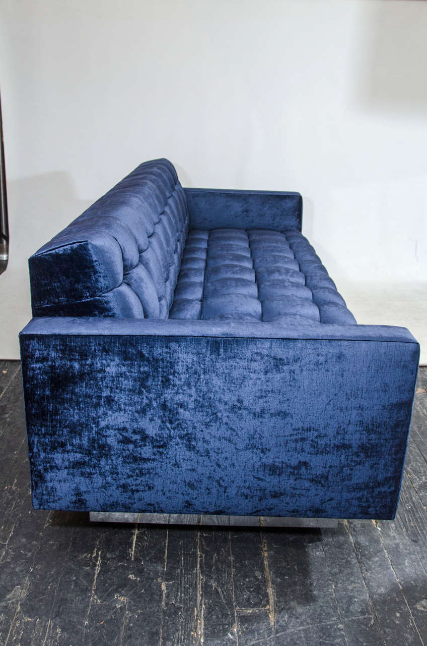 Gorgeous Velvet Floating Tufted Sofa For Sale 1