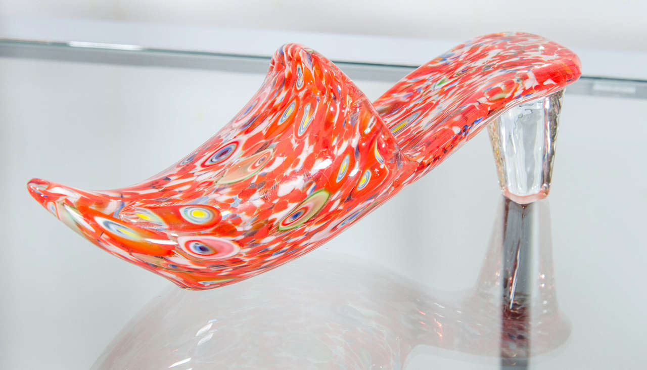 Pair of Murano Millefiori Glass Slippers In Good Condition In New York, NY