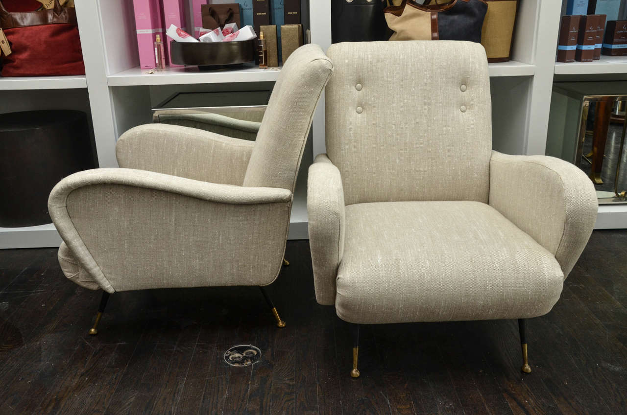 Italian Pair of Gio Ponti Style Club Chairs