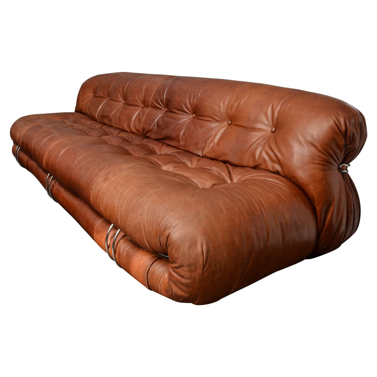 "Soriana" Tufted Leather Sofa by Tobia Scarpa