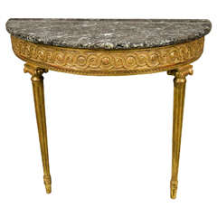 French Louis XVI Style Demilune Console with Marble Top