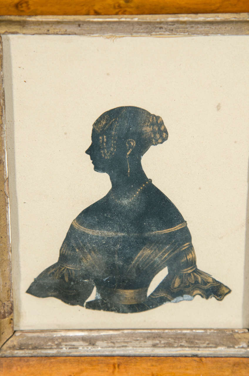 Early Victorian 19th Century Irish Cut-Paper Silhouette Profile of a Woman