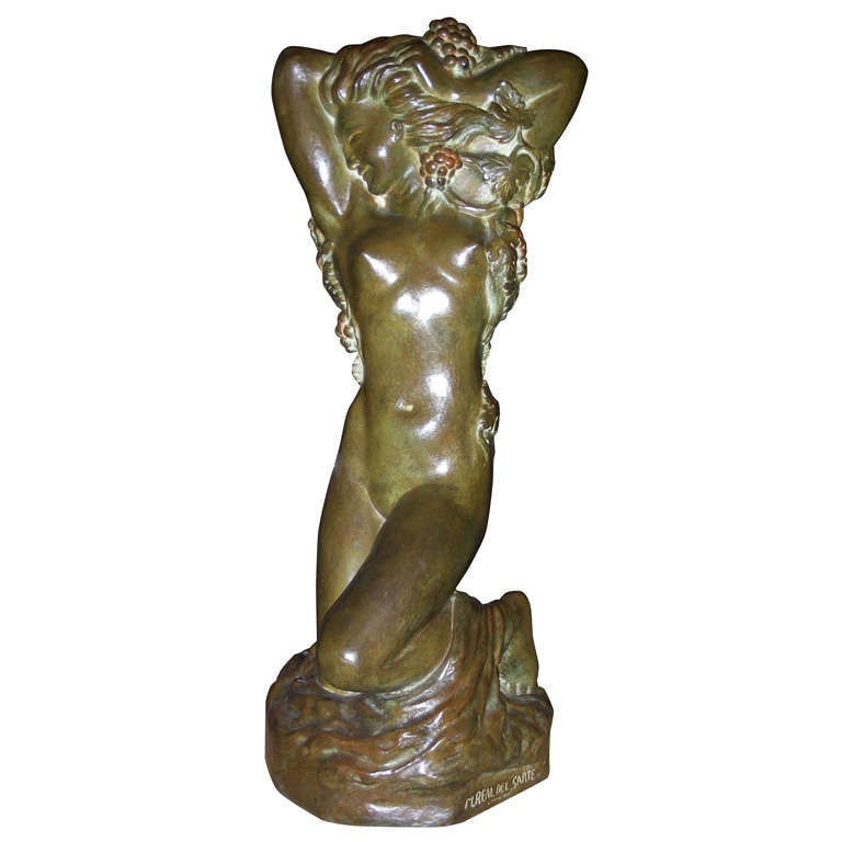 Statue d'Ivresse en bronze du 20e siècle par Maxime Real del Sarte