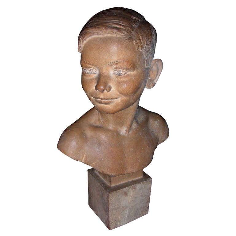 1946 Terracotta Bust of "Michel" by François Cogné