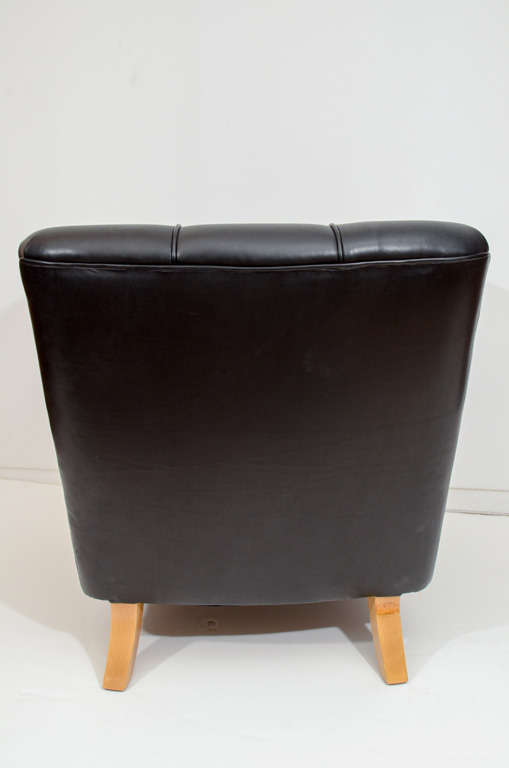 Mid-20th Century Art Deco Club Chairs in Black Motorcycle Leather For Sale