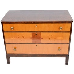 Art Deco Mjolby Intarsia Chest of Drawers with Golden Ash Veneer
