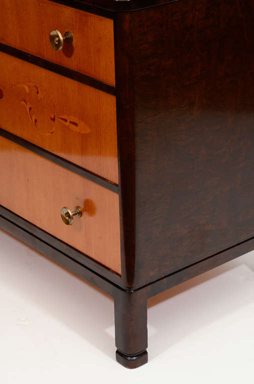 Mid-20th Century Art Deco Mjolby Intarsia Chest of Drawers with Golden Ash Veneer For Sale
