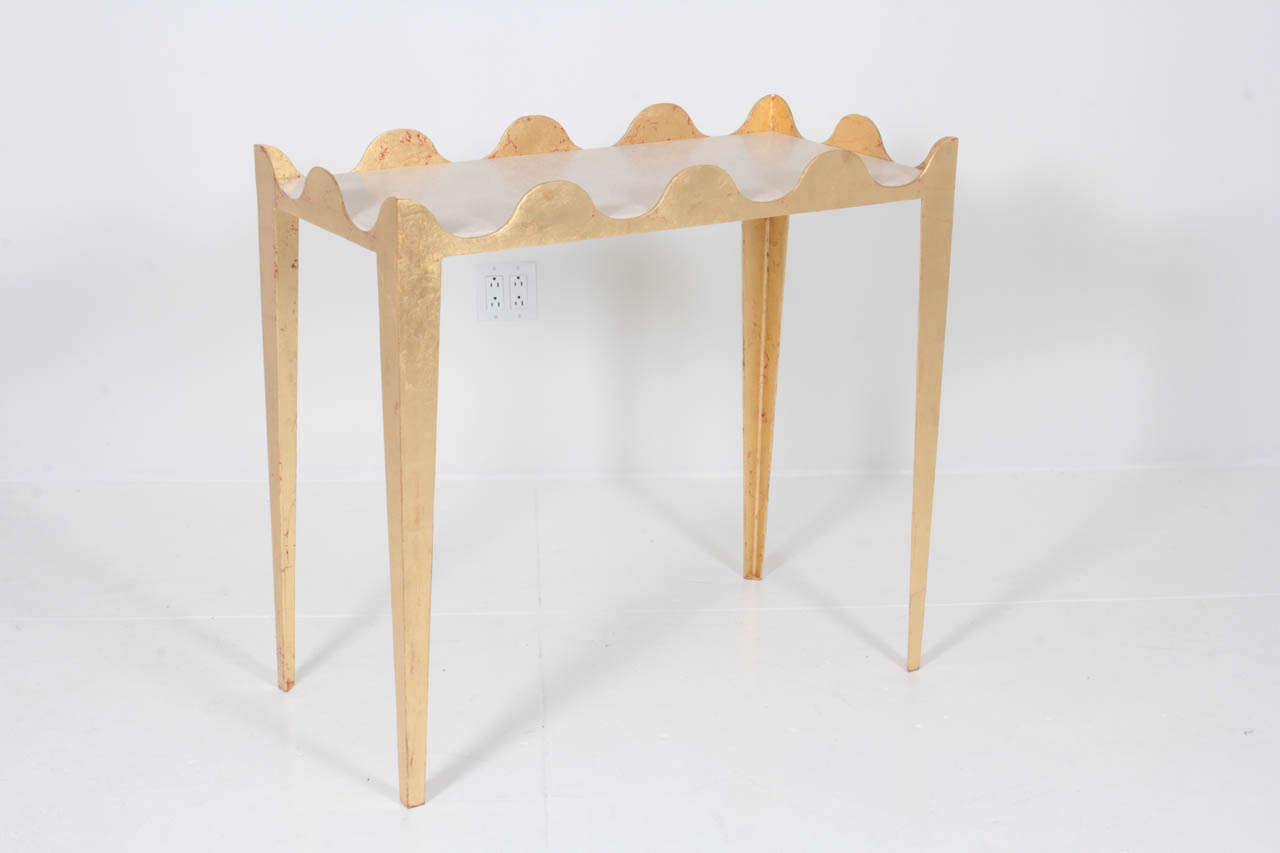Scalloped Gilded Iron Console Table