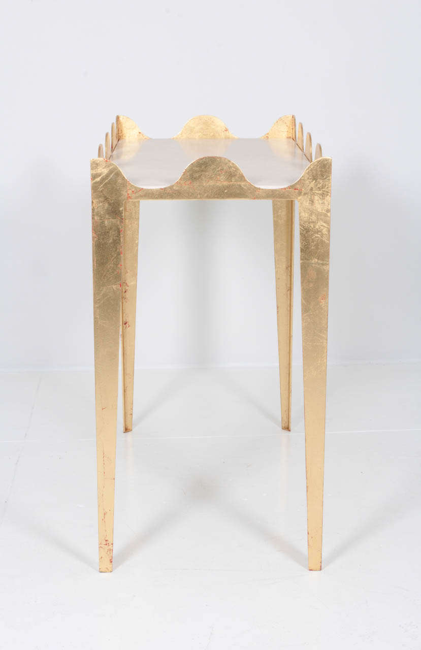 American Scalloped Gilded Iron Console Table