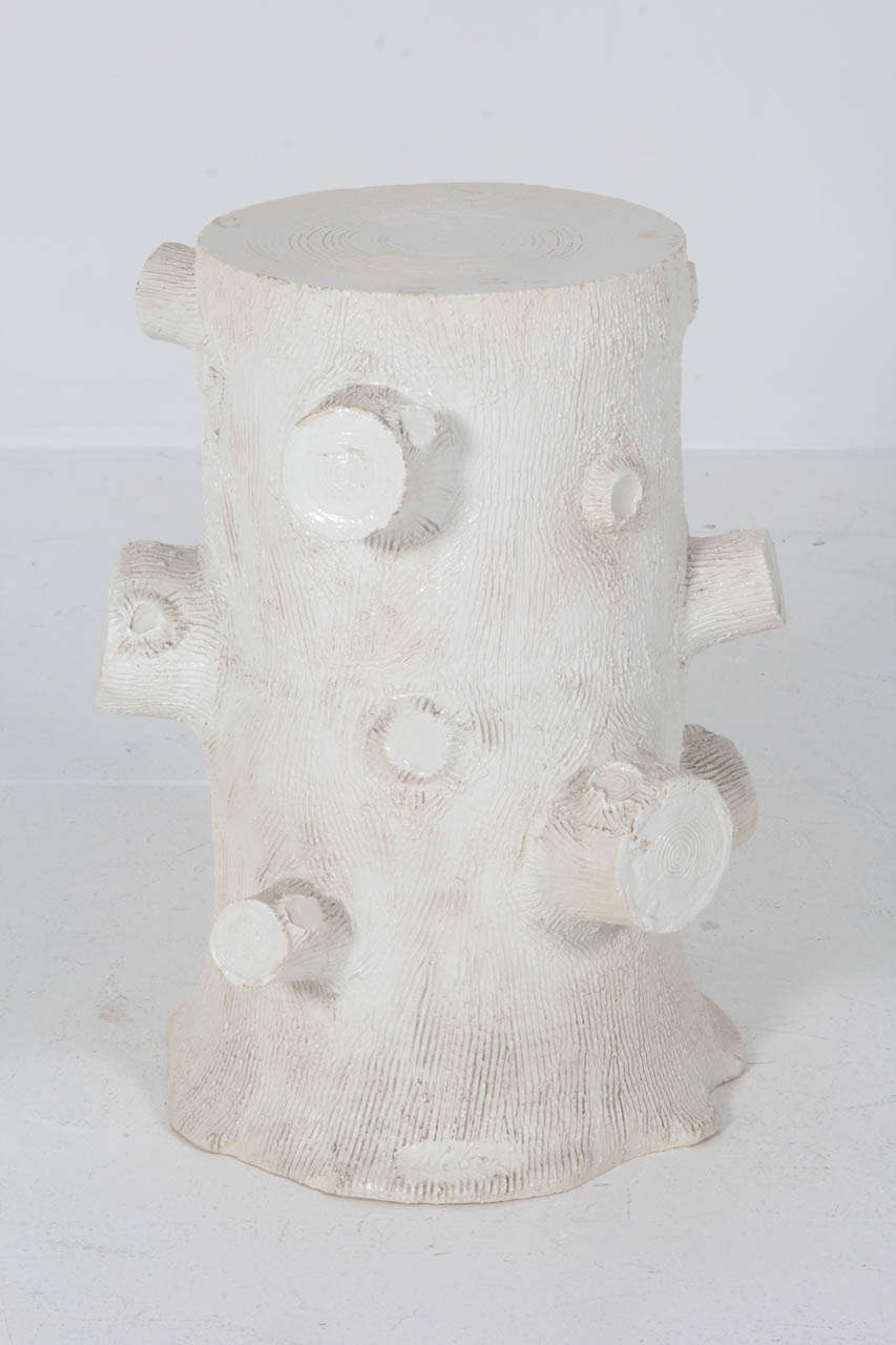 Late 20th Century Signed Ceramic Tree Trunk Side Table Signed Weber