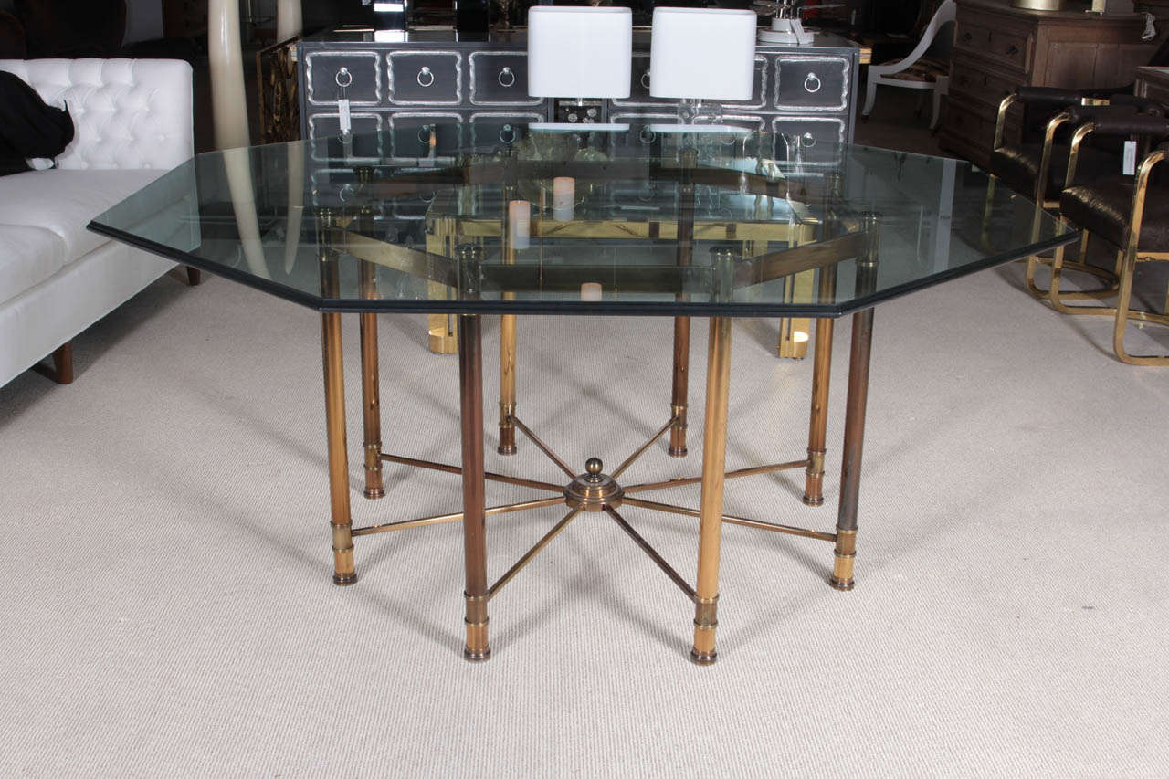Mastercraft Oversized Brass Octagonal Dining Table In Excellent Condition In East Hampton, NY