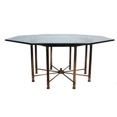 Vintage Mastercraft Oversized Brass Octagonal Dining Table