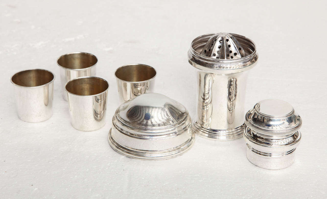 20th Century Cartier, Sterling Silver Traveling Cocktail Set