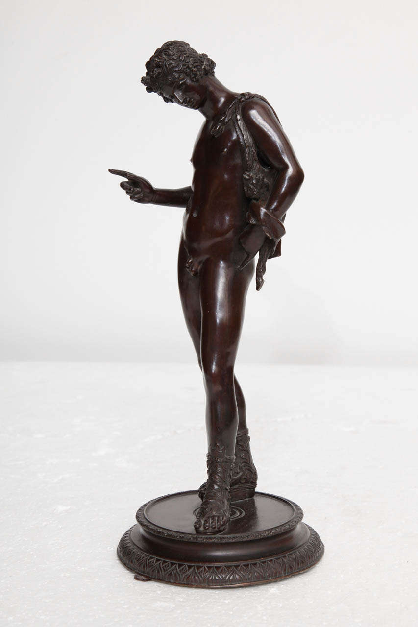Italian 19th Century Bronze of Narcissus For Sale