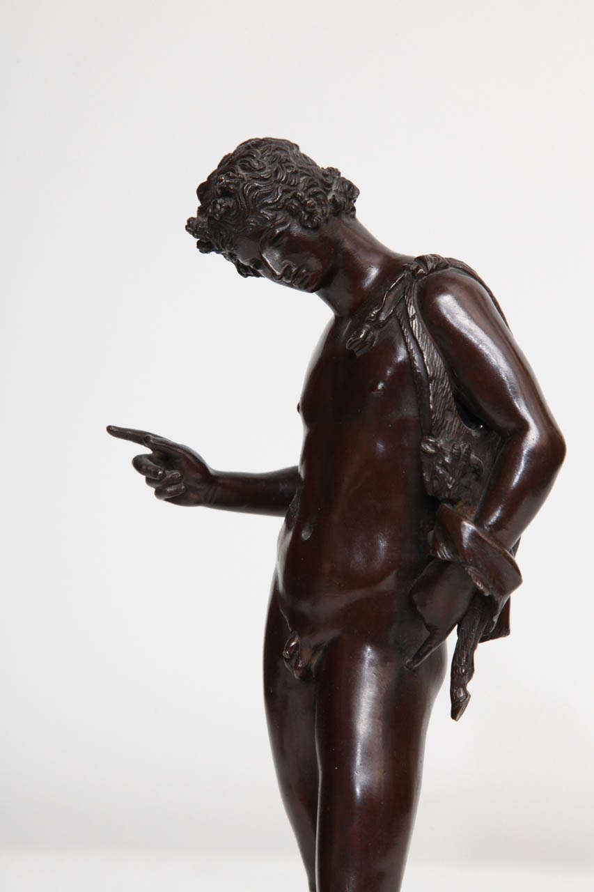 19th Century Bronze of Narcissus In Good Condition For Sale In New York, NY