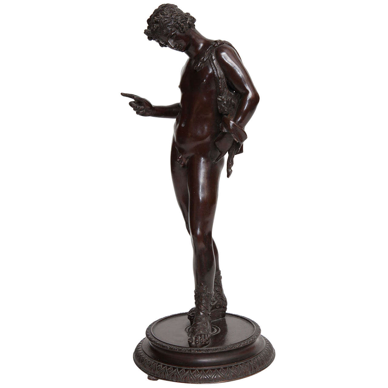 19th Century Bronze of Narcissus For Sale