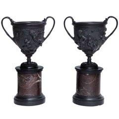 Pair of 19th Century French Bronze Urns