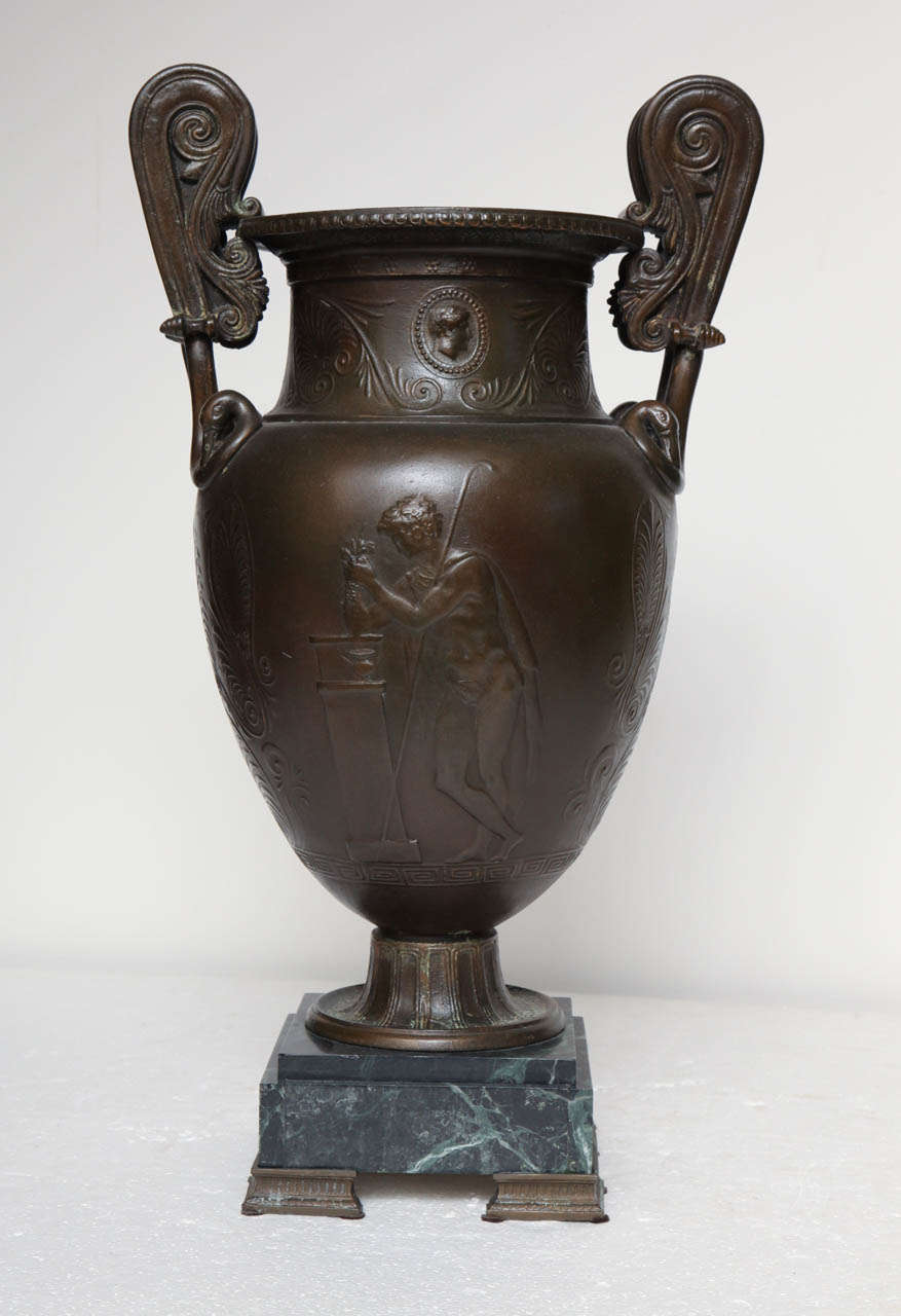 Patinated Late 19th Century French,  Bronzed Metal Urn