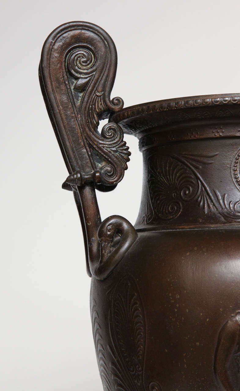 Marble Late 19th Century French,  Bronzed Metal Urn