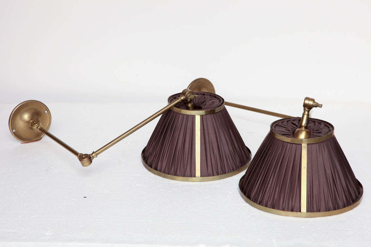 Pair of Early 20th Century English,  Brass Adjustable Reading Lights 5