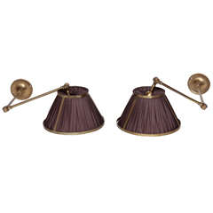 Pair of Early 20th Century English,  Brass Adjustable Reading Lights