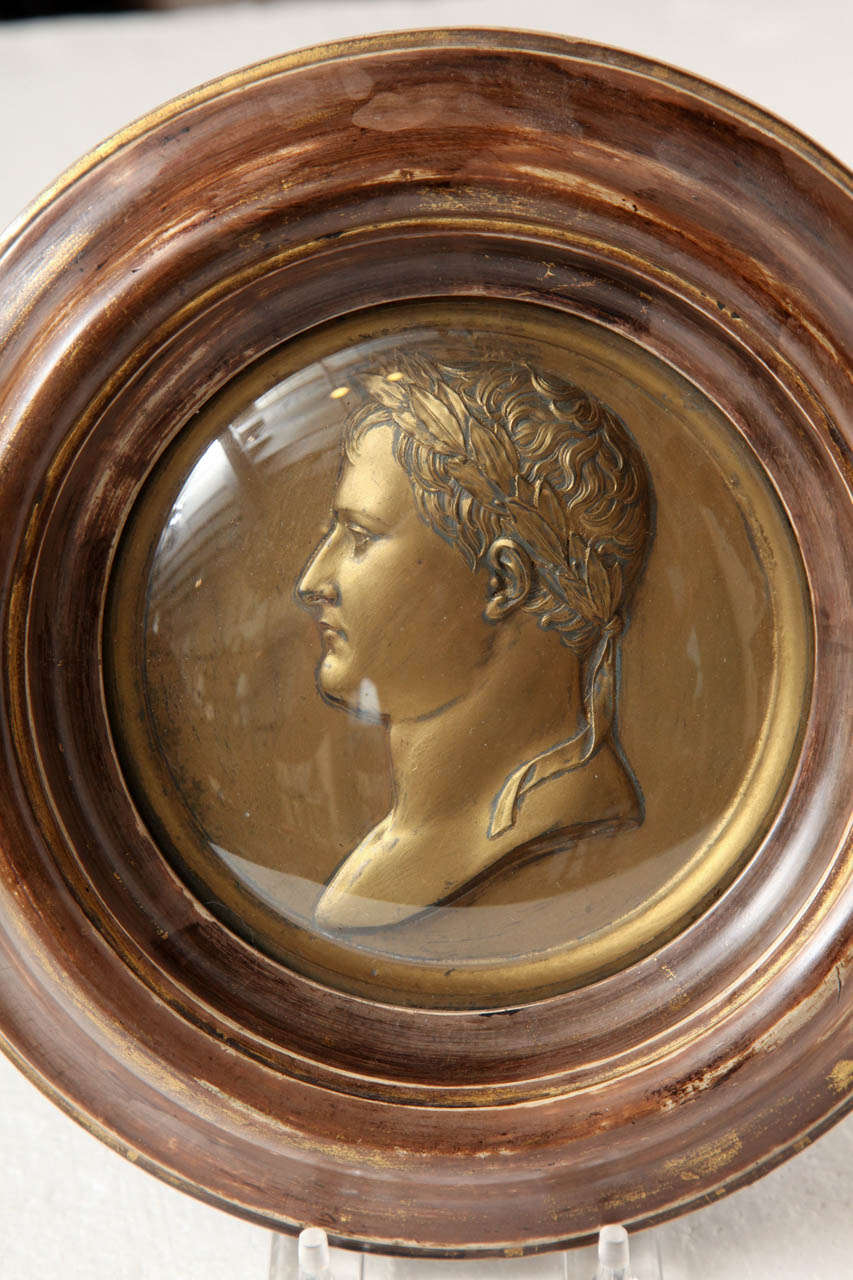 19th Century French, Gilded Lead Profile of Napoleon In Good Condition For Sale In New York, NY