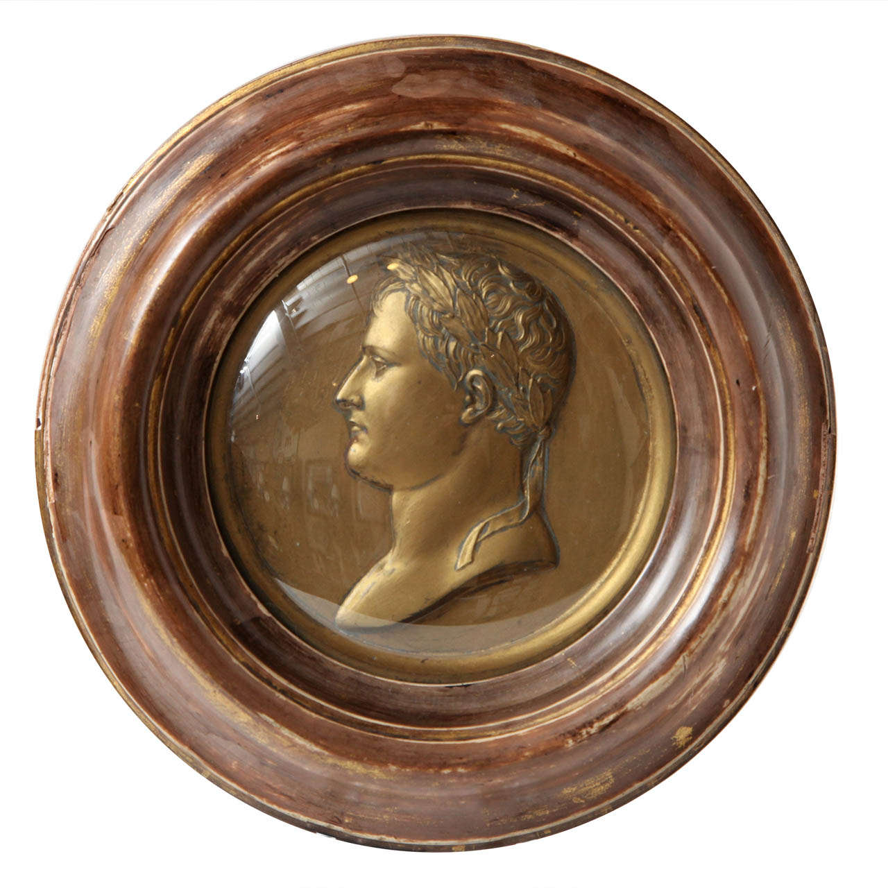 19th Century French, Gilded Lead Profile of Napoleon For Sale