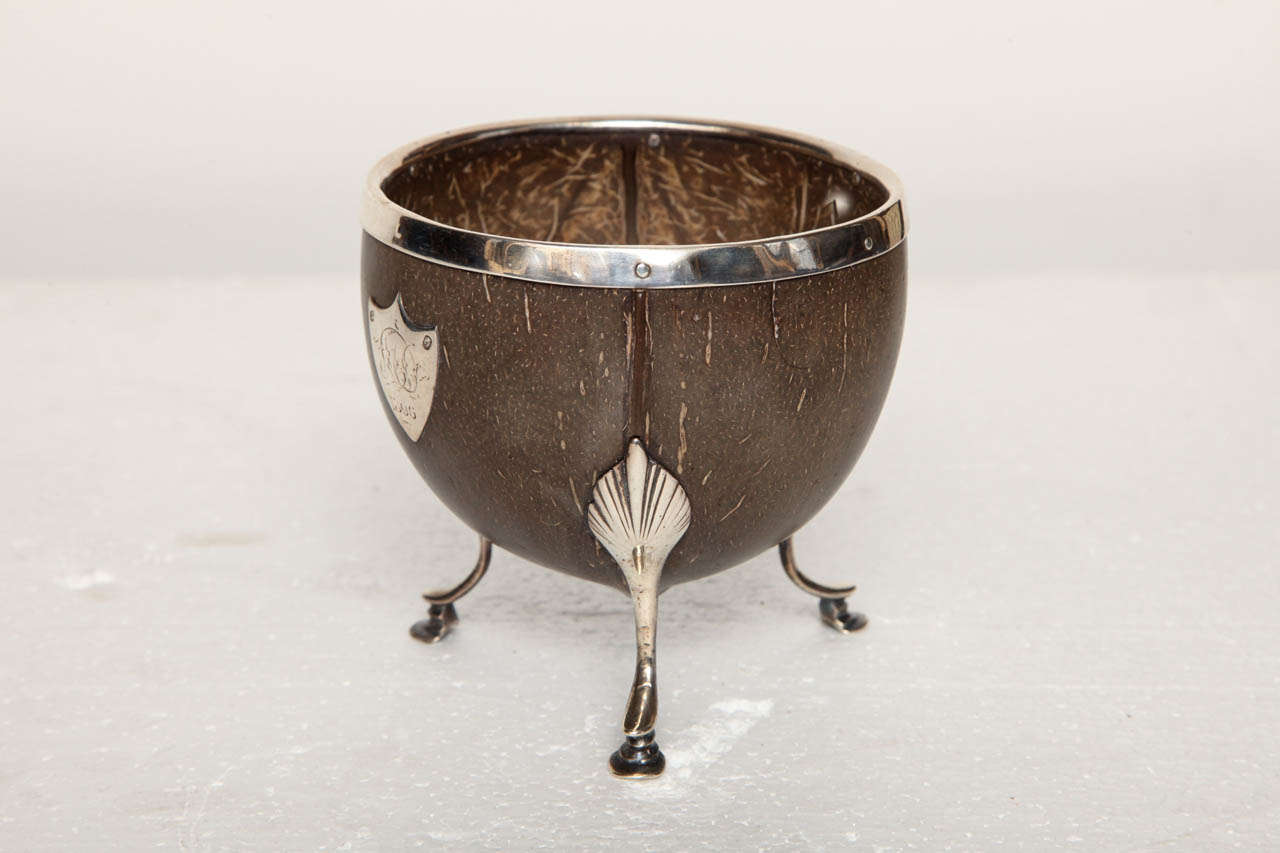 19th Century English, Silver Mounted Coconut In Good Condition For Sale In New York, NY