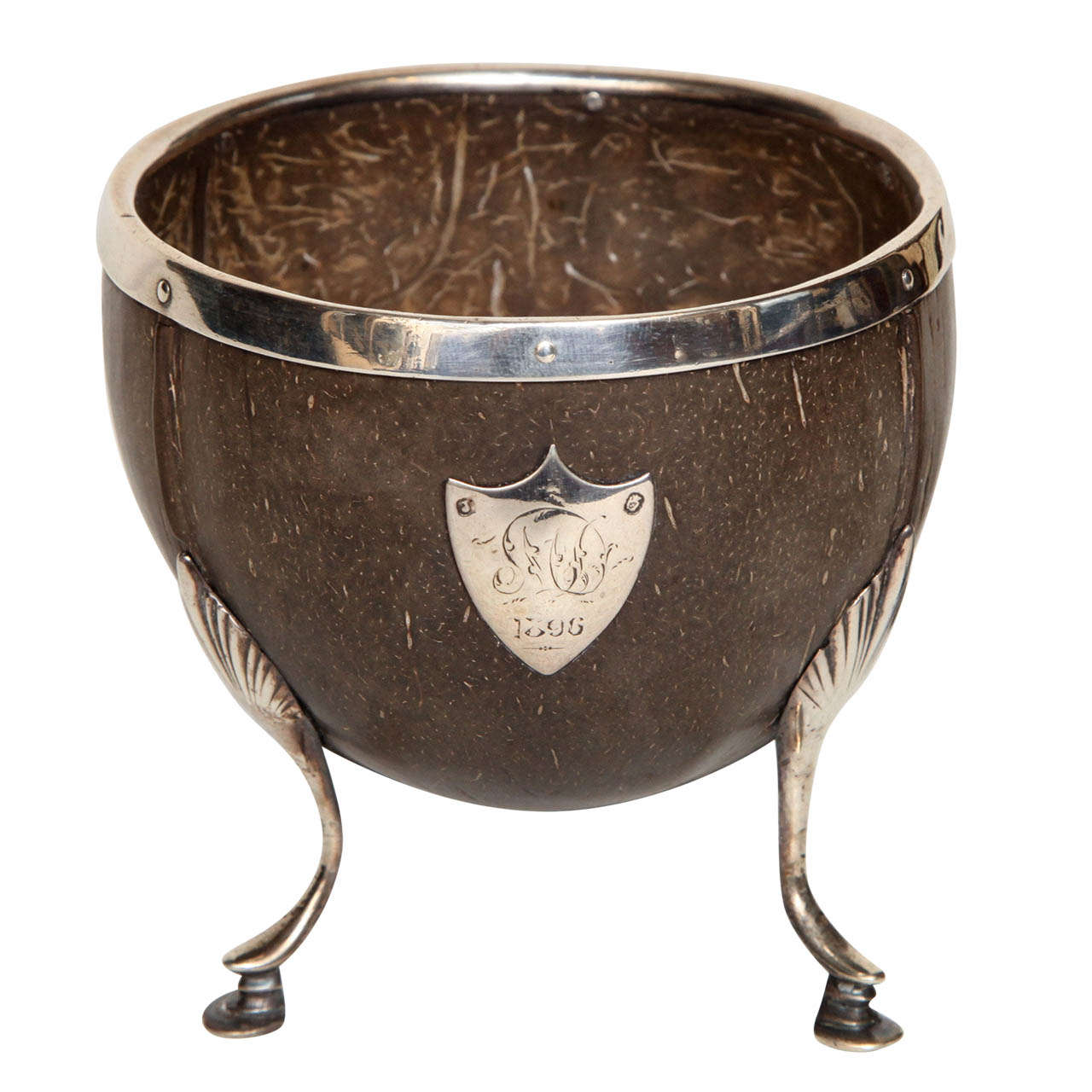 19th Century English, Silver Mounted Coconut For Sale