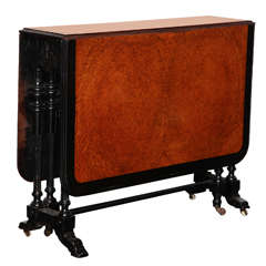19th Century English, Amboyna and Black Lacquer Table