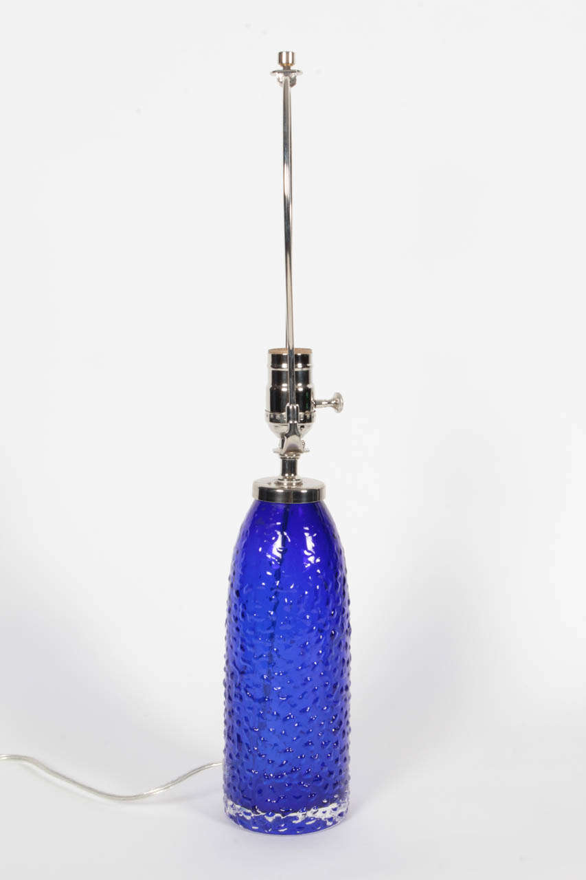 Swedish Orrefors Cobalt Blue Glass Lamps  For Sale